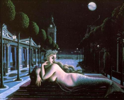 A Siren In Full Moonlight - Oil Painting by © Paul Delvaux - AmorArt