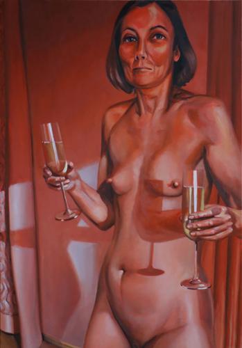 A glass of sparkling wine maybe - Painting by © Georg. C. Wirnharter - AmorArt