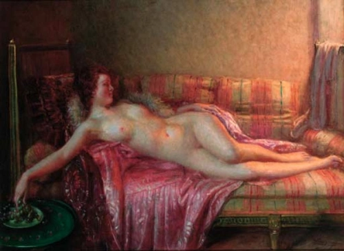 A reclining female nude - Painting of © Delphin EnjoIras - AmorArt