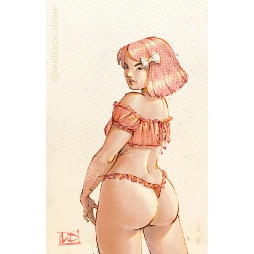 A very pink pinup.