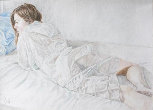 ALMOST READY - Painting pencil watercolor by © Simon Whittle - AmorArt