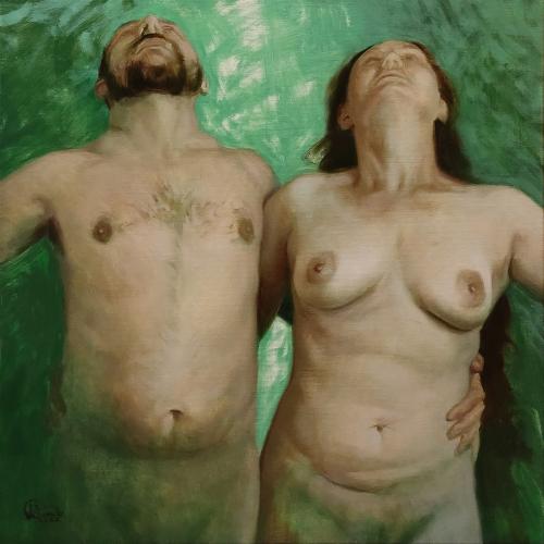 Adam and Eve - Oil on canvas painting by © Michał Powałka - AmorArt
