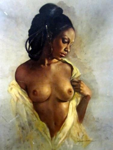 African american woman - Painting by © Leo Jansen - AmorArt