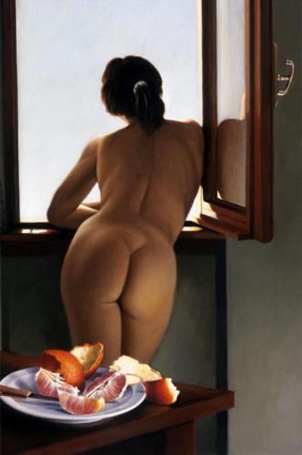 Alla finestra 1998 - olio su tela - Painting by © Vittorio Polidori - AmorArt