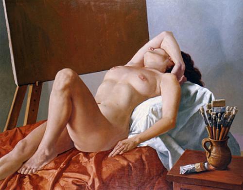 “Ámbar” . óleo sobre lienzo . 110 x 140 cm . 1997 - Painting by © Juan Lascano - AmorArt