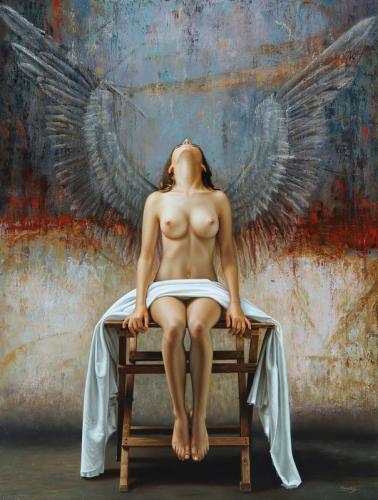 Angel - Hyperrealist Painting by © Omar Ortiz - AmorArt