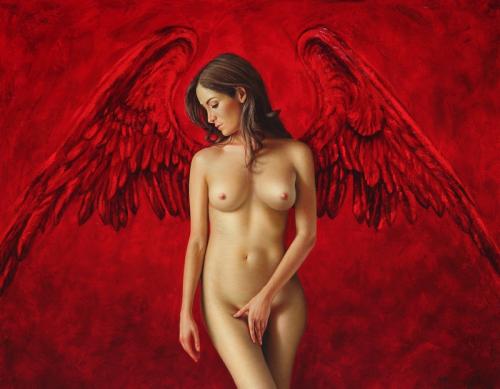 Angel III - Hyperrealist Painting by © Omar Ortiz - AmorArt