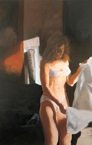April Undressing, 1993 - Painting Oil on linen by © Eric Fischl - AmorArt