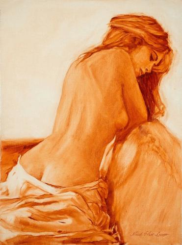Back Pose - Painting oil on linen by © Mark Lovett - AmorArt