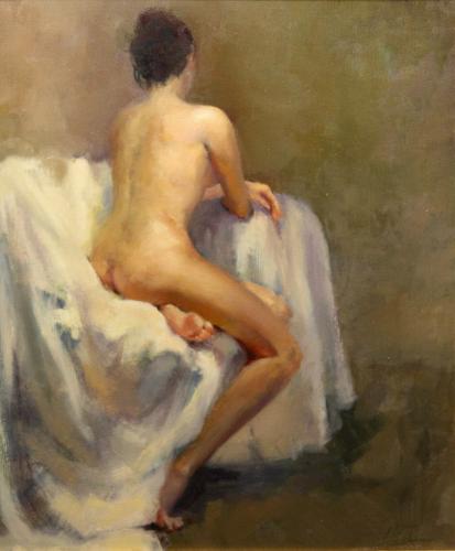 Back of Nhi - Nude figurative painting by © Momo Zhou - AmorArt_12