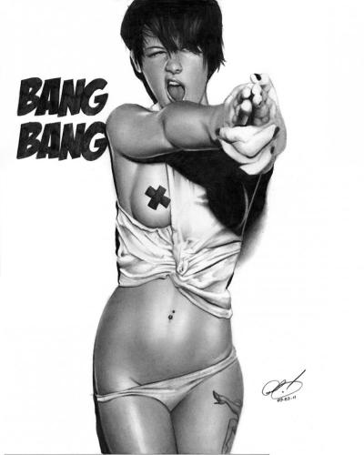 Bang Bang - Pencil drawing by © Pete Tapang - AmorArt