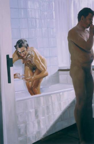 Bathroom, Scene #3, Untitled, 2004 - Painting Oil on linen by © Eric Fischl - AmorArt
