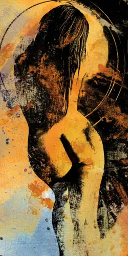 Blind For A Minute II - graffiti nude woman silhouette - Digital art (Giclée) on paper by © Marco Paludet - AmorArt