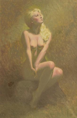 Blonde Nude - Painting oil on canvas by © Earl Moran - AmorArt