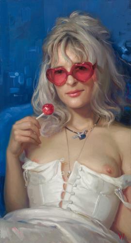 Blow Pop - Painting oil on linen panel by © Patricia Watwood - AmorArt