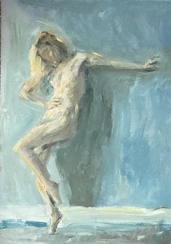 Blue Light - Nude and erotic original painting by © William Oxer - AmorArt