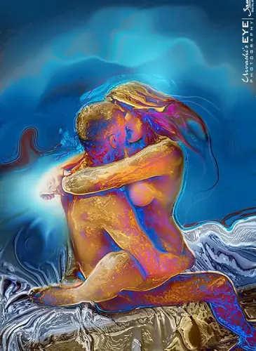 Blue Liquid Hug - Digital art by © H. Samarel - AmorArt