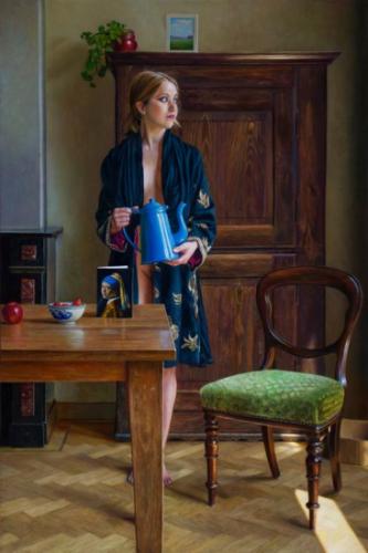 Breakfast - Painting oil on wood by © Herman Tulp - AmorArt