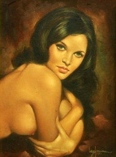 Brunette laying - Painting by © Leo Jansen - AmorArt