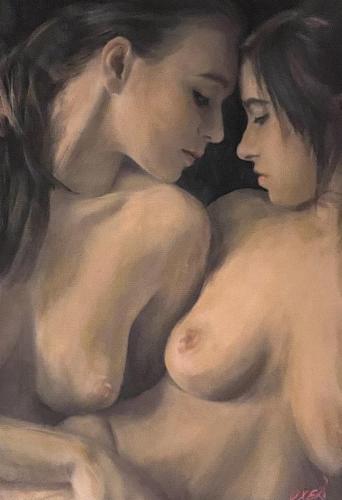 CIRCLING THE HEAVENS - Nude and erotic original painting by © William Oxer - AmorArt