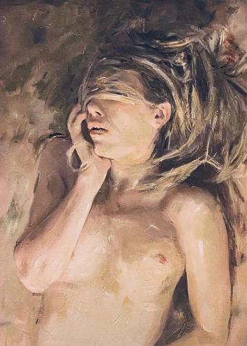 CRYSTAL CLEAR THE WATERS FLOW - Nude and erotic original painting by © William Oxer - AmorArt