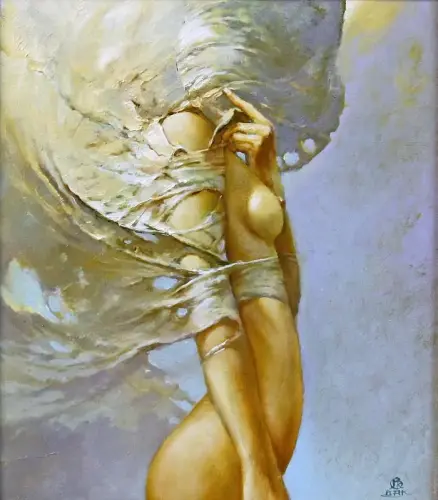 Ciclo ANGELI E DEMONI - ANGELO I - Painting oil on canvas by © Karol Bak - AmorArt