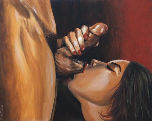 Cocked by the Balls - Painting oil on canvas by © Tatiana von Tauber - AmorArt