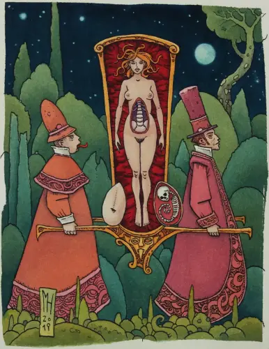 Cosmic Theatre 2 - Watercolor Painting by © Michael Hutter - AmorArt
