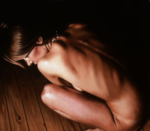 Crouching Nude by Paul Roberts - Oil on canvasPaul Roberts è nato a Tiverton Devon nel 1948. Cresciuto da genitori artisti in Galles. Ha studiato a Newport, Cardiff e Goldsmiths College of Art. Ottenendo i primi riconoscimenti negli anni '70, la sua carriera di pittore è stata interrotta quando ha avuto successo mondiale con il gruppo rock Sniff'n'The Tears nel 1978...