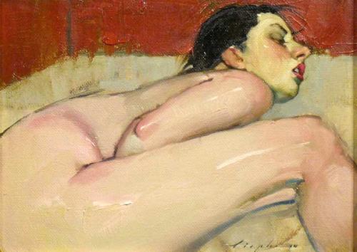 Curled up - Painting by © Malcolm T. Liepke - AmorArt