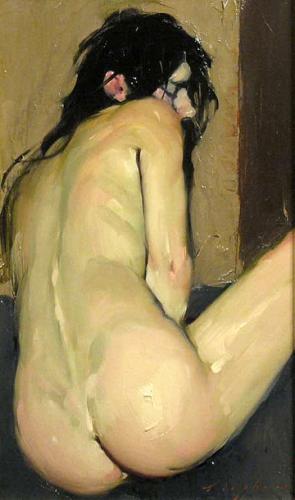 Curled up nude - Painting by © Malcolm T. Liepke - AmorArt