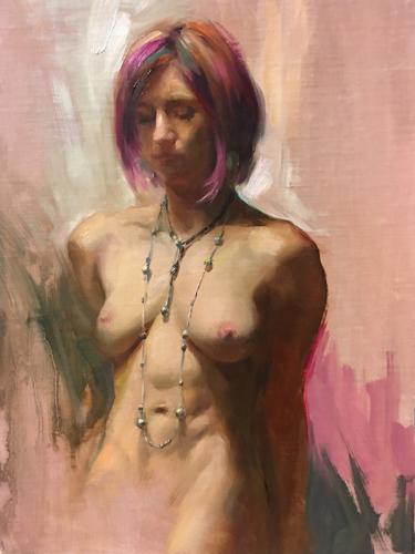 Daphne (3-hr Alla Prima) - oil on linen panel - Private Collection - Painting by © Anna Rose Bain - AmorArt