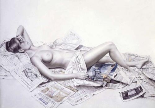 Desnudo con periodico - Artwork by © Soledad Fernadez - AmorArt