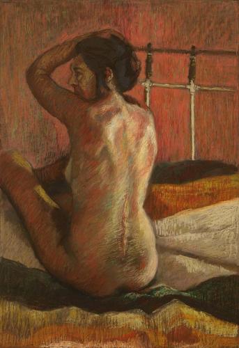 Desnudo en Rosa - Pastel on paper by © Juan Dominguez - AmorArt