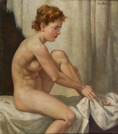 Desnudo entre sábanas - Painting oil on board by © Ivo Salinger - AmorArt