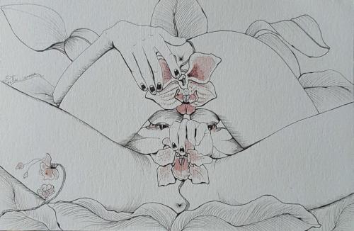 Deux Orchidées - Painting by © Lulu Amere - AmorArt