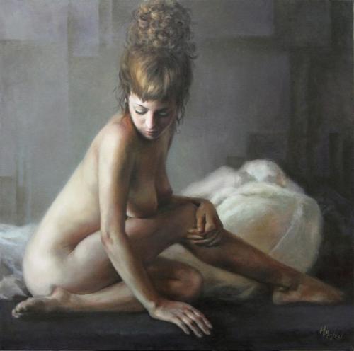 Diana - Nude figurative painting by © Momo Zhou - AmorArt_11