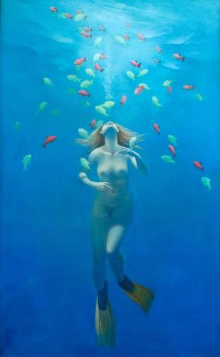 Donna Del Mare 1993 197 x 123 cm - Painting by © Michael Gorman - AmorArt