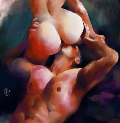 Erotic shangri la - Watercolor by © Valeria Ko - AmorArt