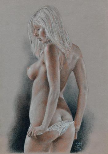 Etude - Erotic nude drawing by © Jean-Michel Calas - AmorArt