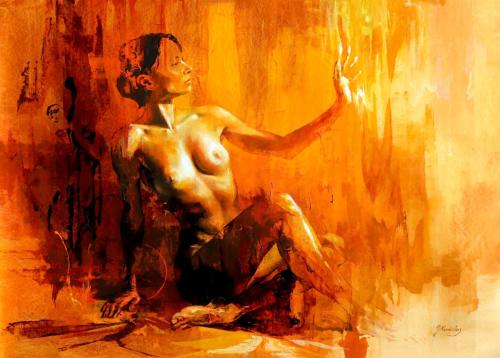 FLAME - Painting oil on canvas by © Jonas Kunickas - AmorArt