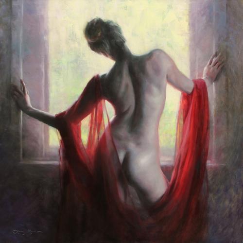 Figure in red - Painting by © Anna Rose Bain - AmorArt