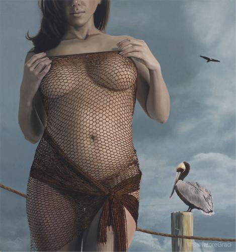Fishnets and Pelicans - Painting by © Salvatore Graci - AmorArt