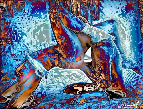 Flexible oral sex - Digital art by © H. Samarel - AmorArt