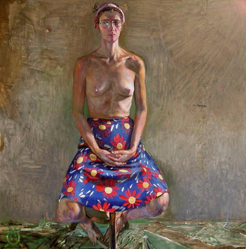 Flower Skirt 2006 oil on linen 100x100 cm - Painting by © Paul Beel - AmorArt