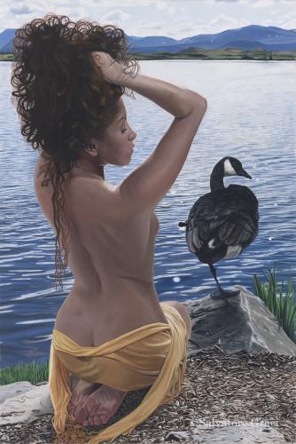 Gal and goose - Painting by © Salvatore Graci - AmorArt