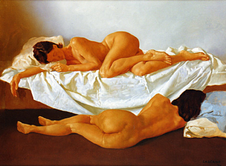 “Géminis” . óleo sobre lienzo . 60 x 80 cm . 1994 - Painting by © Juan Lascano - AmorArt