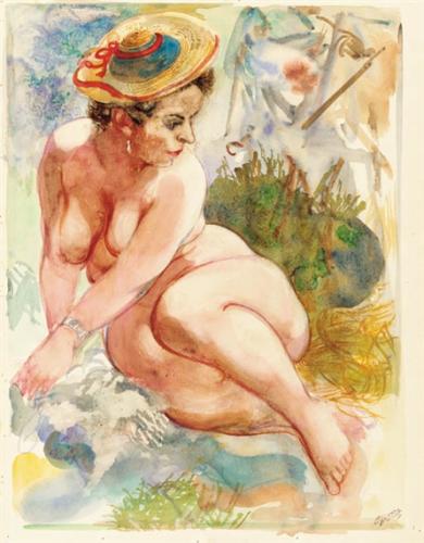 George Grosz - Nudo con SombreroGiorgio Gross(Berlino, Germania, 1893-1959) fu uno dei massimi esponenti della cosiddetta "nuova oggettività" il cui rappresentante più noto fu Otto Dix. Si dice spesso che questo movimento si opponga all'espressionismo, e questo può sorprenderci analizzando molte delle sue opere..