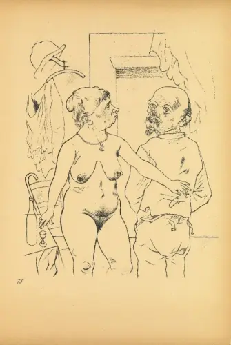 George Grosz_AmorArt_ Nudo da Ecce Homo - LitografiaGiorgio Gross(Berlino, Germania, 1893-1959) fu uno dei massimi esponenti della cosiddetta "nuova oggettività" il cui rappresentante più noto fu Otto Dix. Si dice spesso che questo movimento si opponga all'espressionismo, e questo può sorprenderci analizzando molte delle sue opere..