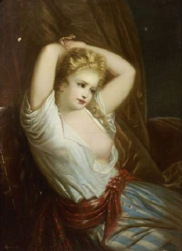 Giovane donna a seno nudo